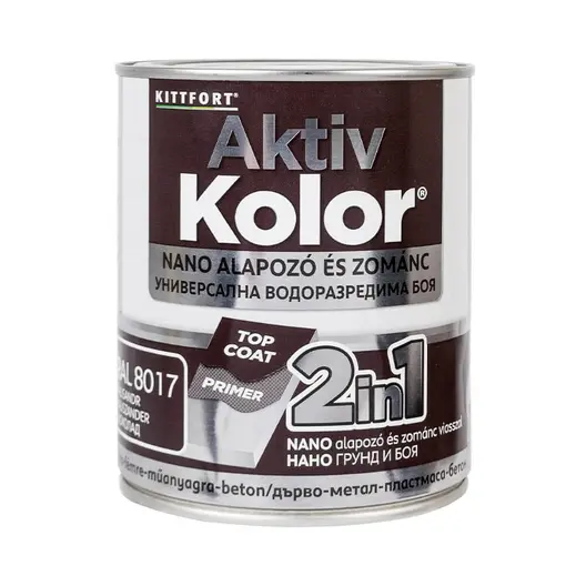 Акрилна боя Kittfort 2 в 1 на водна основа  0.75 л, шоколад, RAL 8017, Aktiv Kolor