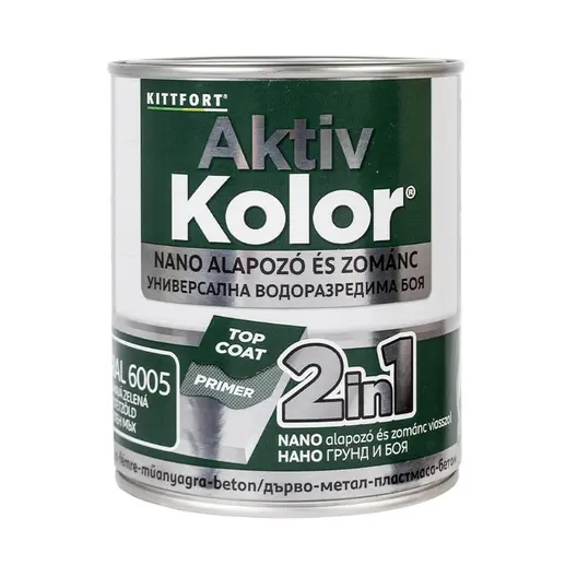 Акрилна боя Kittfort 2 в 1 на водна основа  0.75 л, зелен, RAL 6005, Aktiv Kolor