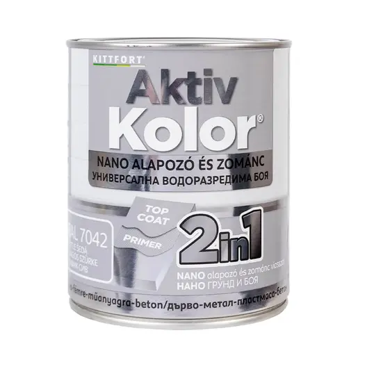 Акрилна боя Kittfort 2 в 1 на водна основа  0.75 л, сива, RAL 7042, Aktiv Kolor
