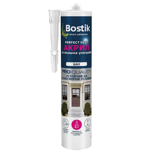 Лепило универсално Bostik акрилно за пукнатини и фуги  280 мл, бяло, Perfect Seal