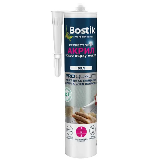 Лепило уплътнително Bostik акрилно за пукнатини и фуги  300 мл, бяло, Perfect Seal