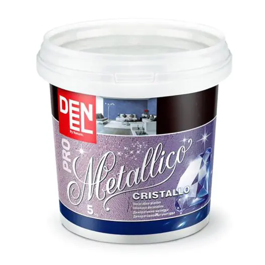 Декоративна мазилка Denel акрилатна  5 кг, сребърна, Cristallo Metallico