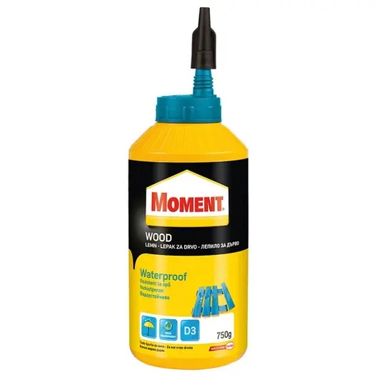 Лепило за дърво Henkel поливинилацетатно влагоустойчиво  750 г, Moment Waterproof