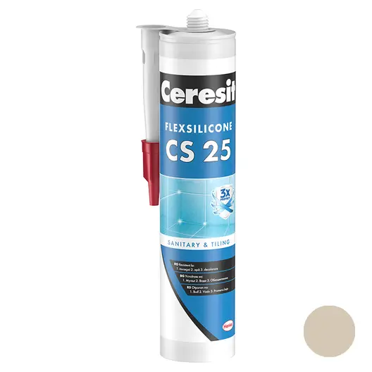Санитарен силиконов уплътнител Henkel  280 мл, бахама, Ceresit CS 25