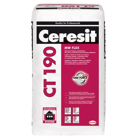 Лепило Henkel циментова шпакловка за вата 25 кг, сиво, Ceresit CT 190