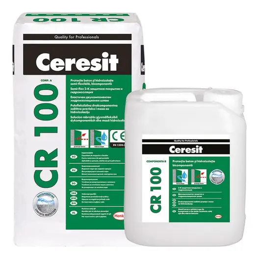 Шлам Henkel хидроизолационен еластичен, двукомпонентен 20 + 5 мм, Ceresit CR 100