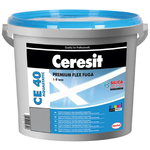 Смес Ceresit фугираща за плочки гъвкава 2 кг, сива, CE 40 Aquastatic