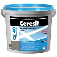 Смес Ceresit фугираща за плочки гъвкава 2 кг, циментово сива, CE 40 Aquastatic