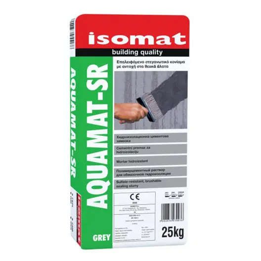 Хидроизолационен шлам Isomat на циментова основа еластичен  25 кг, сив, Aquamat-SR