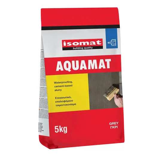 Хидроизолационен шлам Isomat на циментова основа еластичен  5 кг, сив, Aquamat