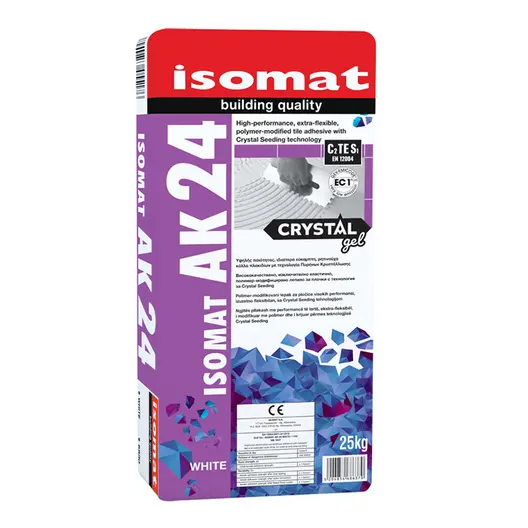 Лепило Isomat циментово за плочки супер гъвкаво  25 кг, бяло, AK-24 Crystal Gel