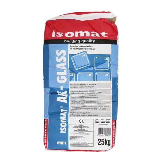 Разтвор Isomat за зидария за стъклени тухли  25 кг, бял, AK-Glass White