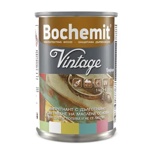 Препарат Bochemit за импрегниране за дърво 1 л, графит, Vintage