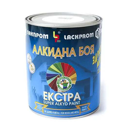 Алкидна боя Lackprom за дърво и метал  гланц, 0.7 л, сива, Extra PF-16