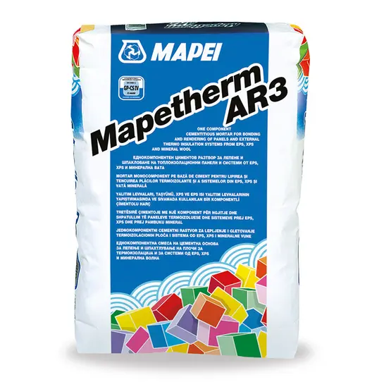 Лепило Mapei циментова шпакловка за полистирол 25 кг, сиво, Mapetherm AR3