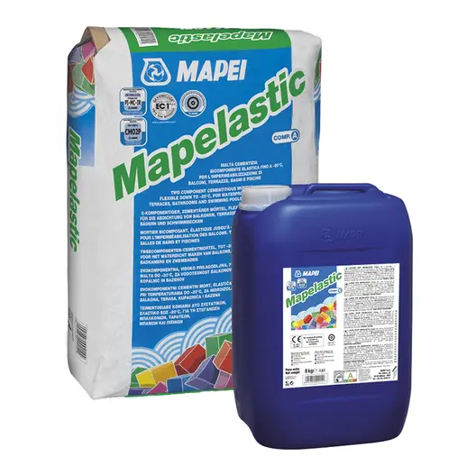 Хидроизолационен шлам Mapei на циментова основа еластичен, двукомпонентен  24 + 8 кг, сив, Mapelastic