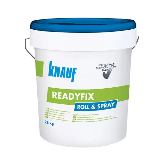 Шпакловка Knauf за гипсокартон готова, фина 28 кг, синьо-зелена, Readyfix Roll&Spray