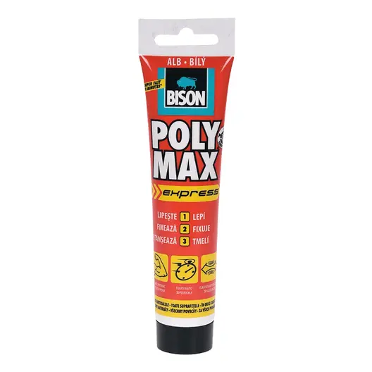 Лепило универсално Bison полимерно  165 г, бяло, Poly Max Express