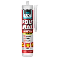 Силикон лепило Bison уплътнително неутрално  300 г, прозрачно, Poly Max Crystal Express