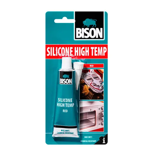 Силикон лепило Bison уплътнително термо- и маслоустойчиво  60 мл, червено, High Temp