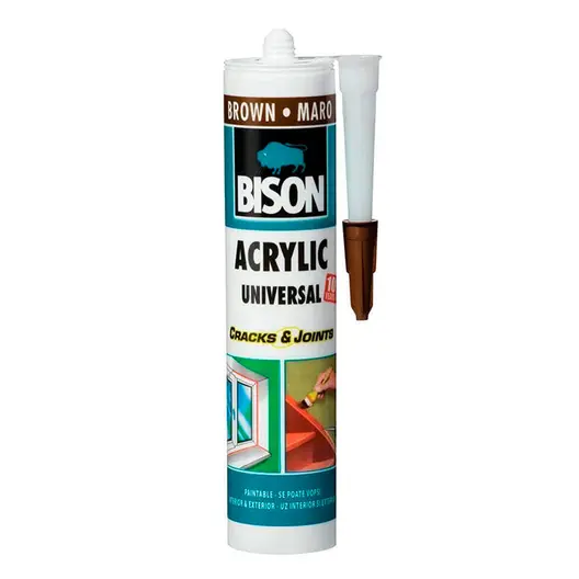 Лепило уплътнително Bison акрилно за пукнатини и фуги  300 мл, кафяво, Acrylic Universal