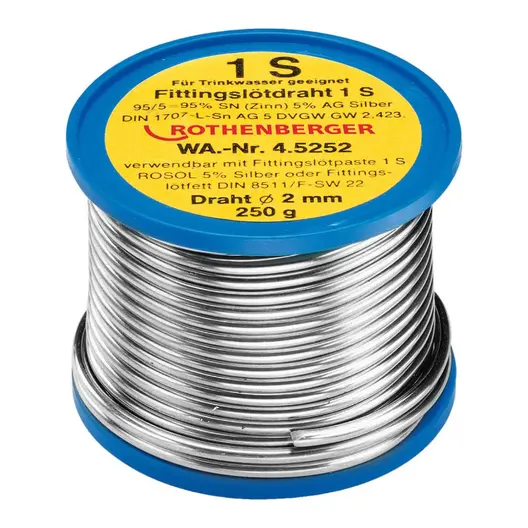 Припой Rothenberger за медни тръби мек 2 мм, 250 °C, 0.25 кг, Rosol 1S