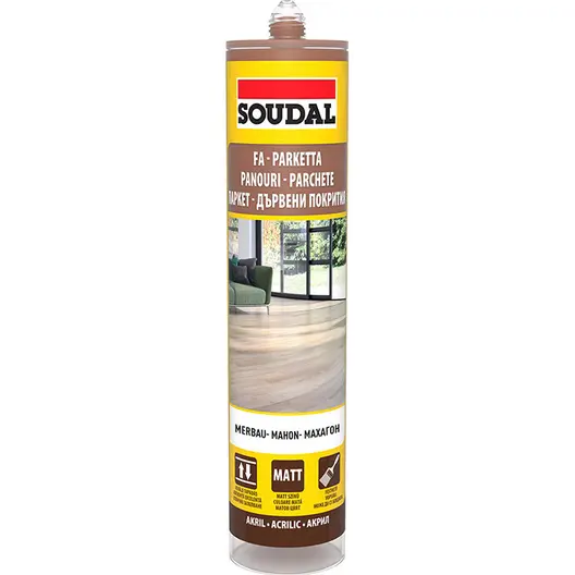 Лепило уплътнително Soudal акрилно за паркет и ламинат  310 мл, махагон