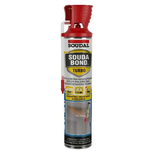 Полиуретанова пяна Soudal ръчна лепилна за изолационни материали 750 мл, Genius Gun, бързовтвърдяваща, Soudabond Turbo