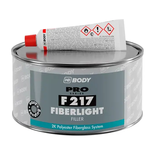 Кит Body стъклопластов за автомобили 0.5 кг, светлосив, Fiber F217 Fiberlight