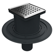 Сифон подов Akvo с долно оттичане пластмасов с клапа 100х100 мм, ф 50 мм, квадрат, 250-10 - product - 010 AKV1046