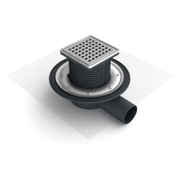 Сифон подов Akvo със странично оттичане пластмасов с клапа 100х100 мм, ф 50 мм, квадрат - product - 010 AKV1047