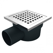 Сифон подов Akvo със странично оттичане пластмасов с воден затвор и клапа 114х114 мм, ф 50 мм - product - 010 AKV1041