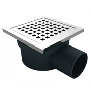 Сифон подов Akvo със странично оттичане пластмасов с воден затвор и клапа 114х114 мм, ф 50 мм - product - 010 AKV1041