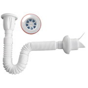 Сифон за мивка Muff Matik PVC с клапа  ф 50x65 мм, 1410 мм - product - 010 AKV1129