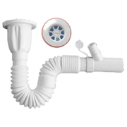 Сифон за мивка Muff Matik PVC гофриран с извод за пералня  ф 32x65 мм, 750 мм - product - 010 AKV1130