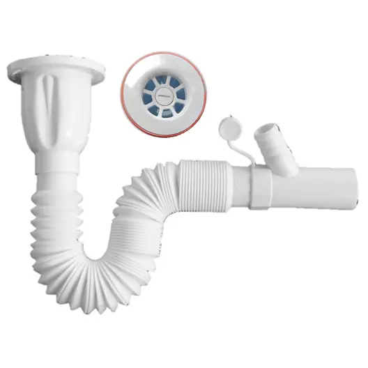 Сифон за мивка Muff Matik PVC гофриран с извод за пералня  ф 32x65 мм, 750 мм
