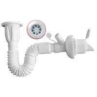 Сифон за мивка Muff Matik PVC с клапа и извод за пералня  ф 50x65 мм, 750 мм