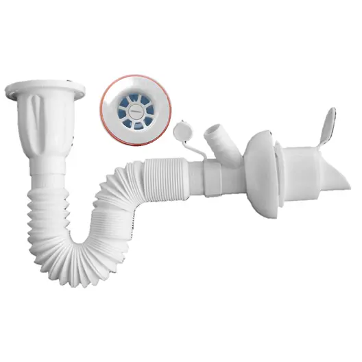 Сифон за мивка Muff Matik PVC с клапа и извод за пералня  ф 50x65 мм, 750 мм