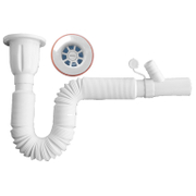 Сифон за мивка Muff Matik PVC гофриран с извод за пералня  ф 32x65 мм, 1400 мм - product - 010 AKV1132