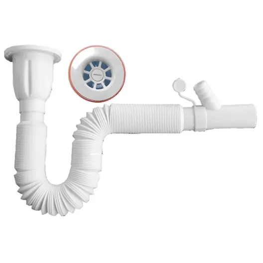 Сифон за мивка Muff Matik PVC гофриран с извод за пералня  ф 32x65 мм, 1400 мм