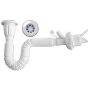 Сифон за мивка Muff Matik PVC с клапа и извод за пералня  ф 50x65 мм, 1430 мм - product - 010 AKV1133