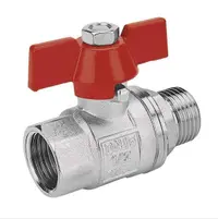 Кран Ferro сферичен метален с нипел 3/4", резба М <> резба Ж, KMS
