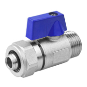 Кран Fornara сферичен метален мини син ф 16 мм x 1/2, бърза връзка М - резба М, 074 - product - 010 DTR1298