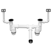 Сифон за мивка Emko PVC двукоритна с преливници  ф 40x62 мм - product - 010 EMK 838