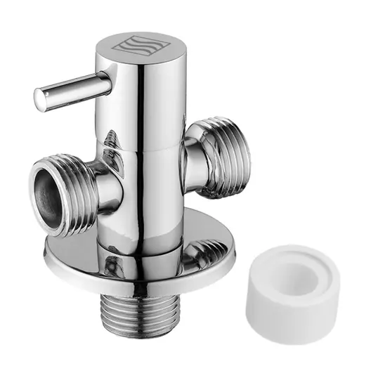 Кран Hydro-S ъглов с керамична глава двоен  1/2" x 3/4" x 3/4", резба М - резба М, Hydro 76