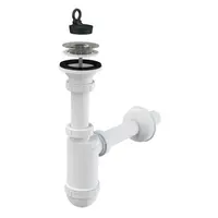 Сифон за мивка Alca Plast PVC с твърда връзка  ф 32x62 мм, A411