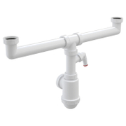 Сифон за мивка Alca Plast PVCдвукоритна с преливници и извод за пералня  ф 40 мм х 1 1/2, A448P - product - 010 MIP1259