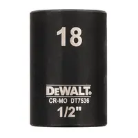 Вложка милиметрова DeWALT 6-стен ударна  18 мм х 1/2", DT7536