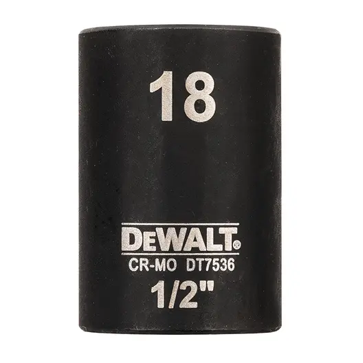 Вложка милиметрова DeWALT 6-стен ударна  18 мм х 1/2", DT7536