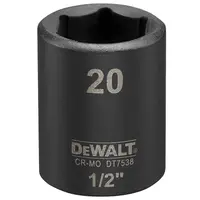 Вложка милиметрова DeWALT 6-стен ударна  20 мм х 1/2", DT7538